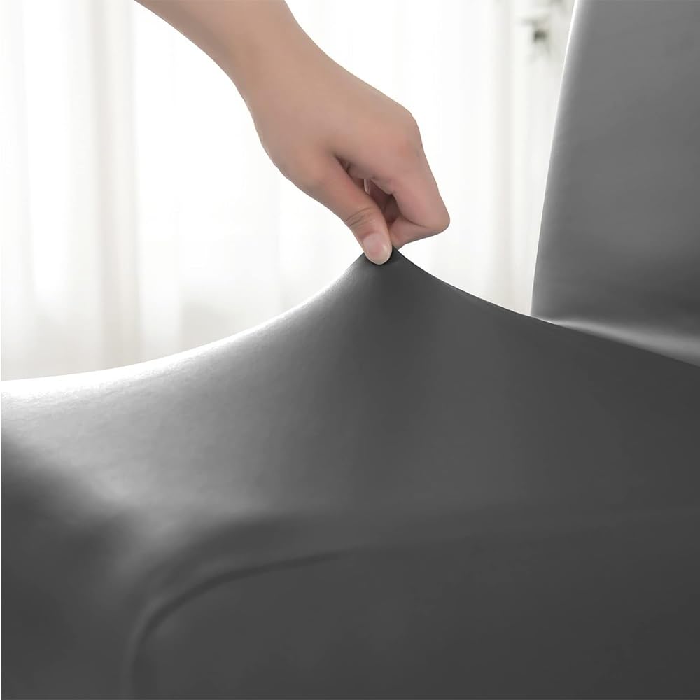 Black 2PCS Waterproof PU Leather Dining Chair Covers L356