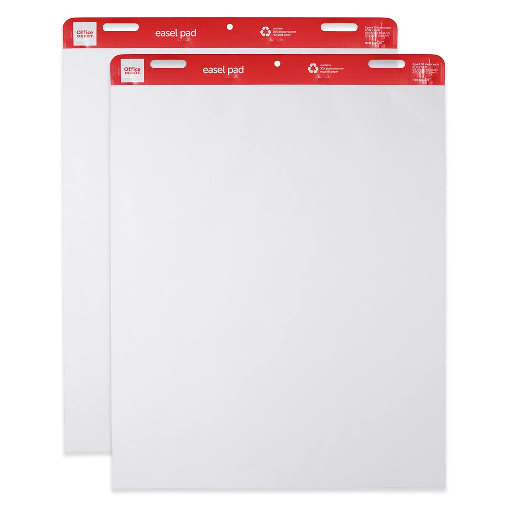 Easel Pads, 27" x 34", 50 Sheets, 30% Recycled, White, Pack of 2 A22006