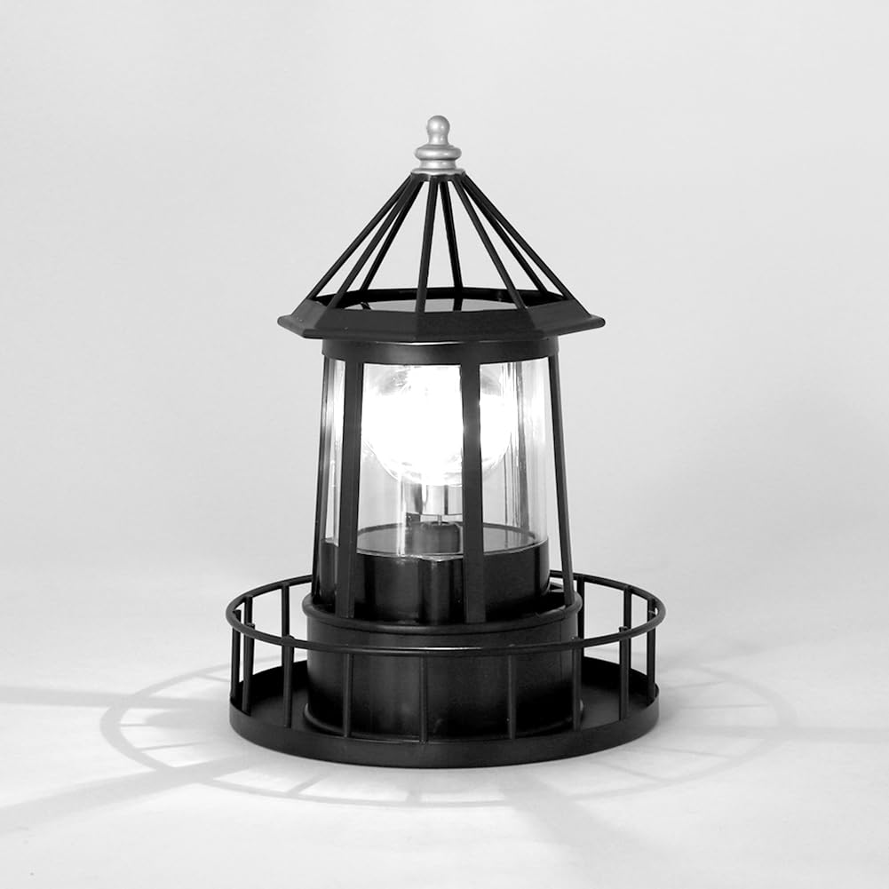 Black IP65 Waterproof Solar Rotating Lighthouse Light R15513