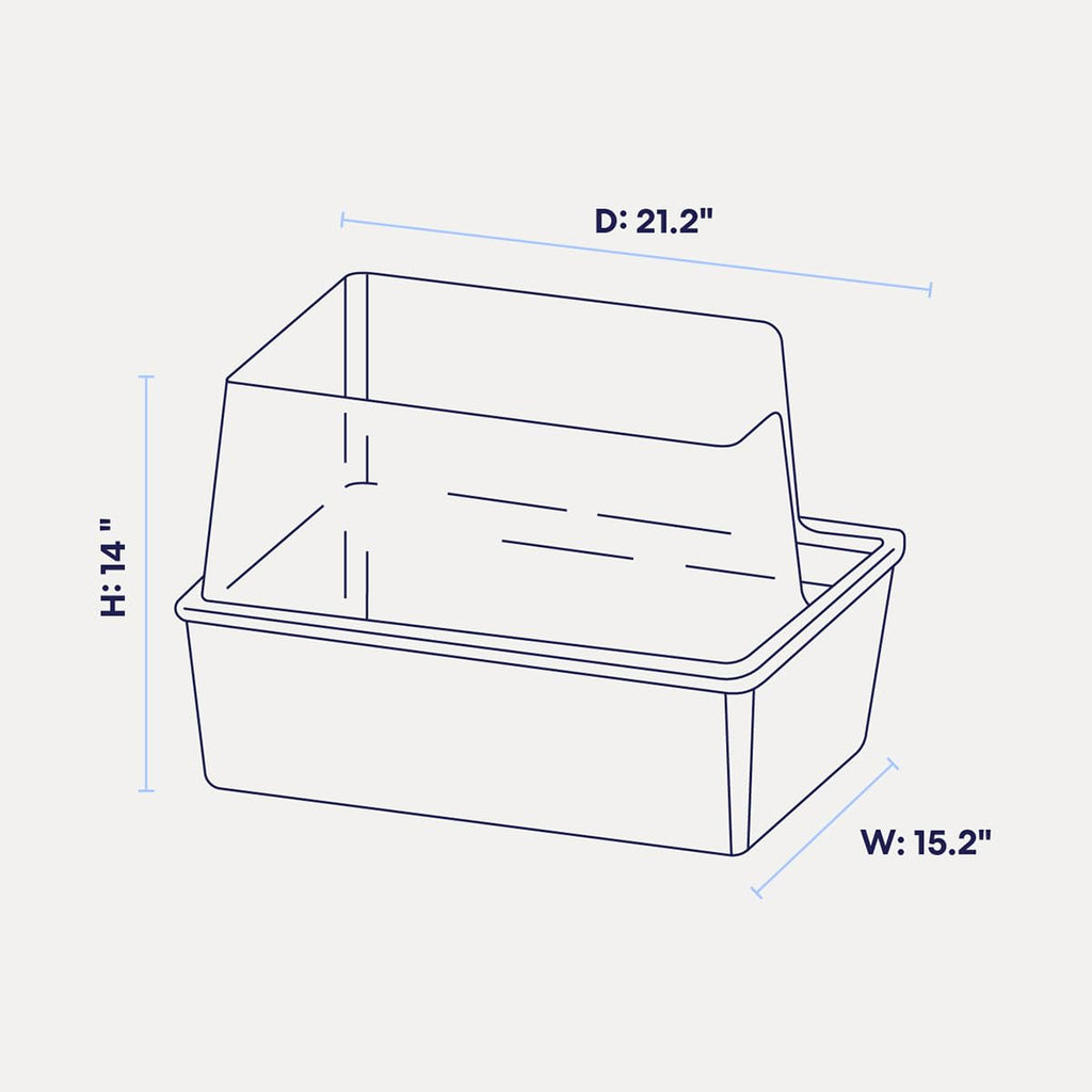 High Sided Cat Litter Box Open Top Anti-Stick Plastic White/Gray I898174
