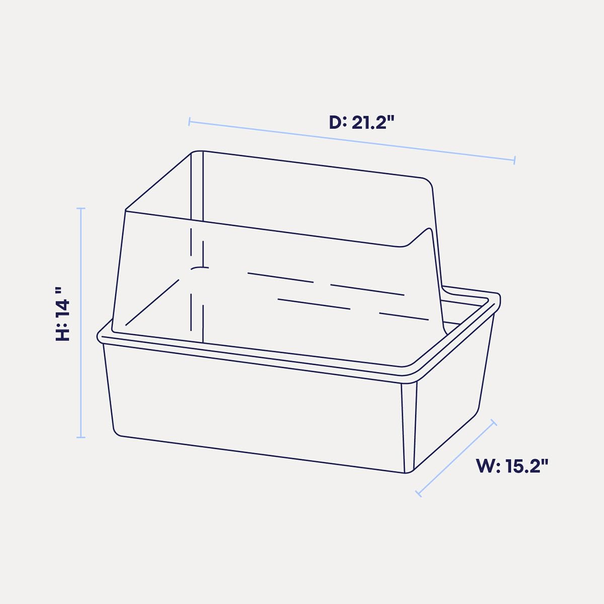 High Sided Cat Litter Box Open Top Anti-Stick Plastic White/Gray I898174