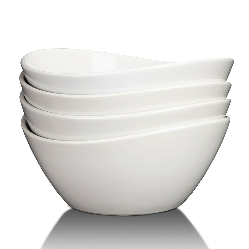 8 in White Ceramic Soup and Salad Bowls Set of 4 S57588