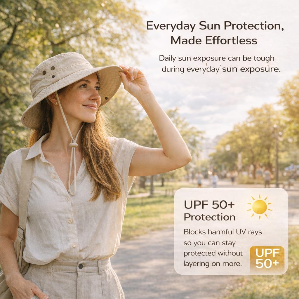Ponytail Sun Hat Waterproof UPF 50+ Wide Brim S549341