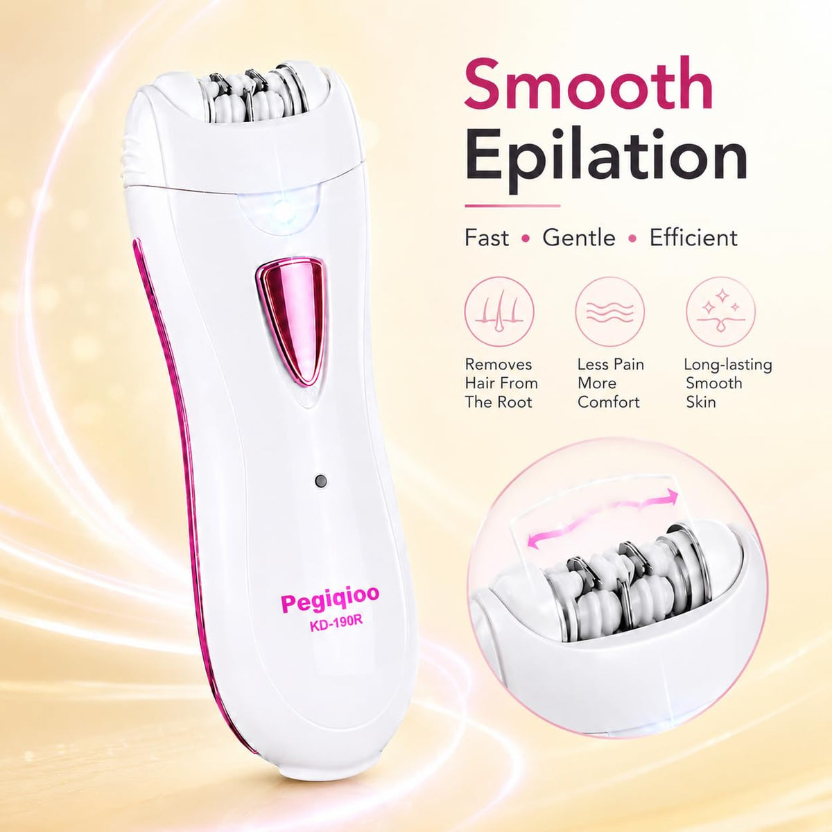 Facial Epilator with LED Light, Portable Rechargeable Body Epilator O5510