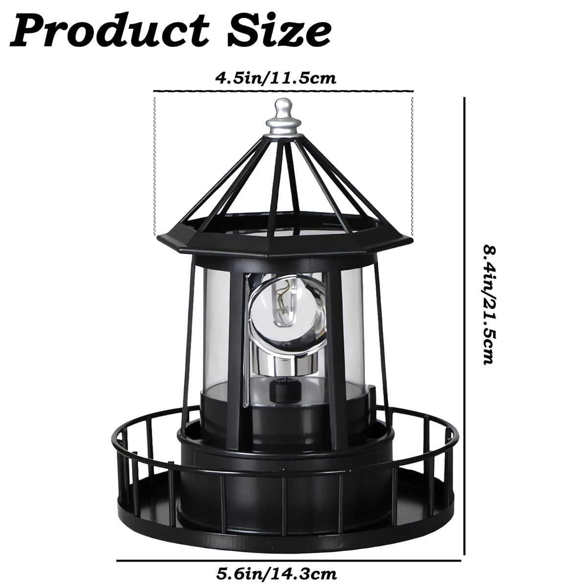 Black IP65 Waterproof Solar Rotating Lighthouse Light R15513