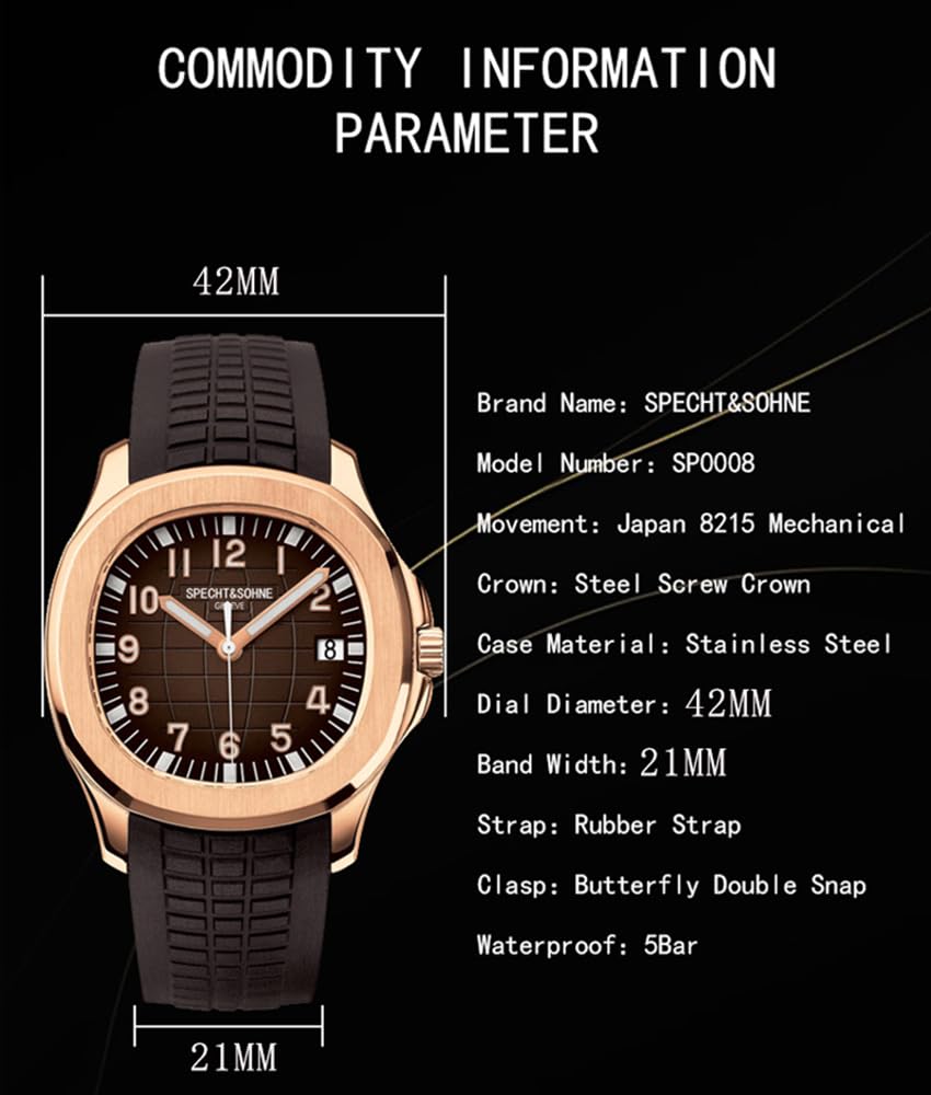 Japan Miyota 8215 Automatic Mechanical Watch Rubber Strap Waterproof 40MM U342459