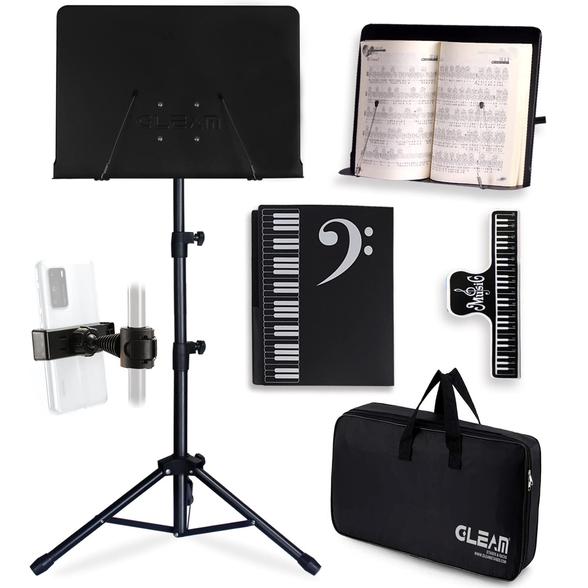 Black Metal Sheet Music Stand with Carrying Bag Z78035