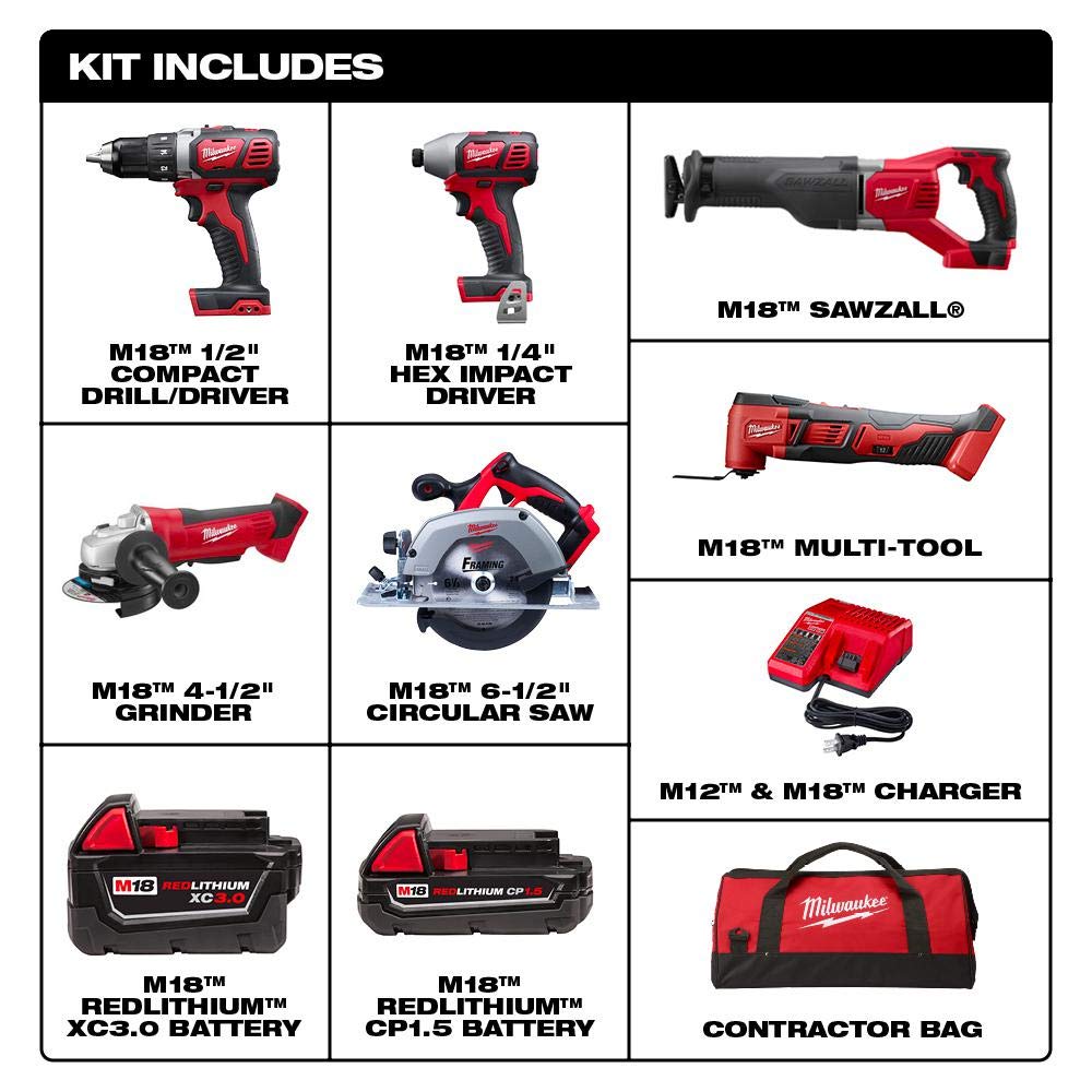 18-Volt Lithium-Ion Cordless 6-Tool Combo Kit with Batteries and Charger C218
