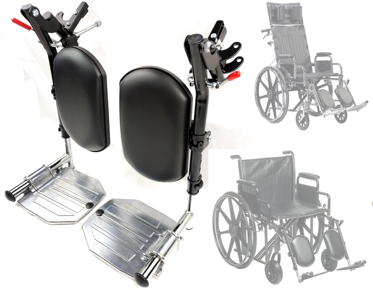 Heavy Duty Wheelchair Elevating Leg Rest with Calf Pad, Black O365896