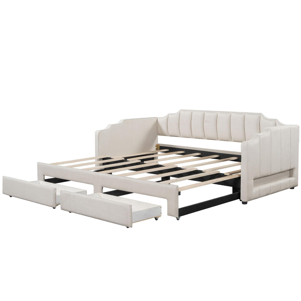 Twin XL Upholstered Daybed with Trundle and 2 Drawers A938086
