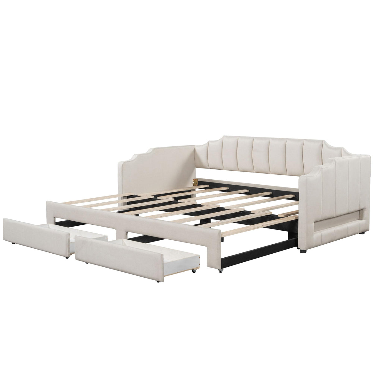 Twin XL Upholstered Daybed with Trundle and 2 Drawers A938086