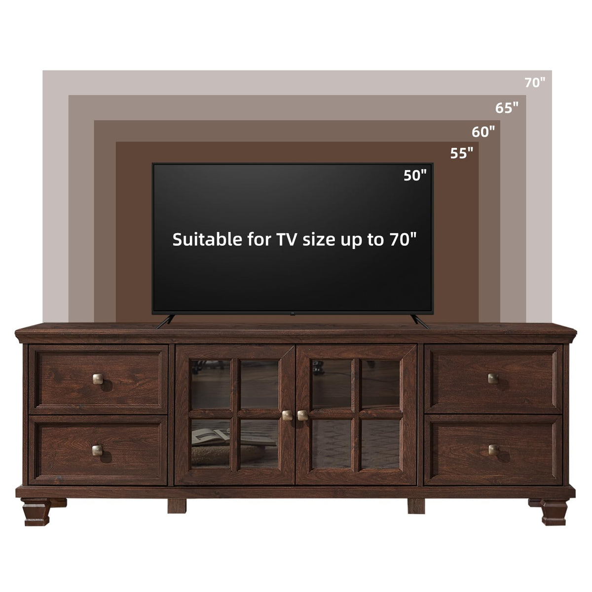 Farmhouse TV Stand with Glass Doors X2923
