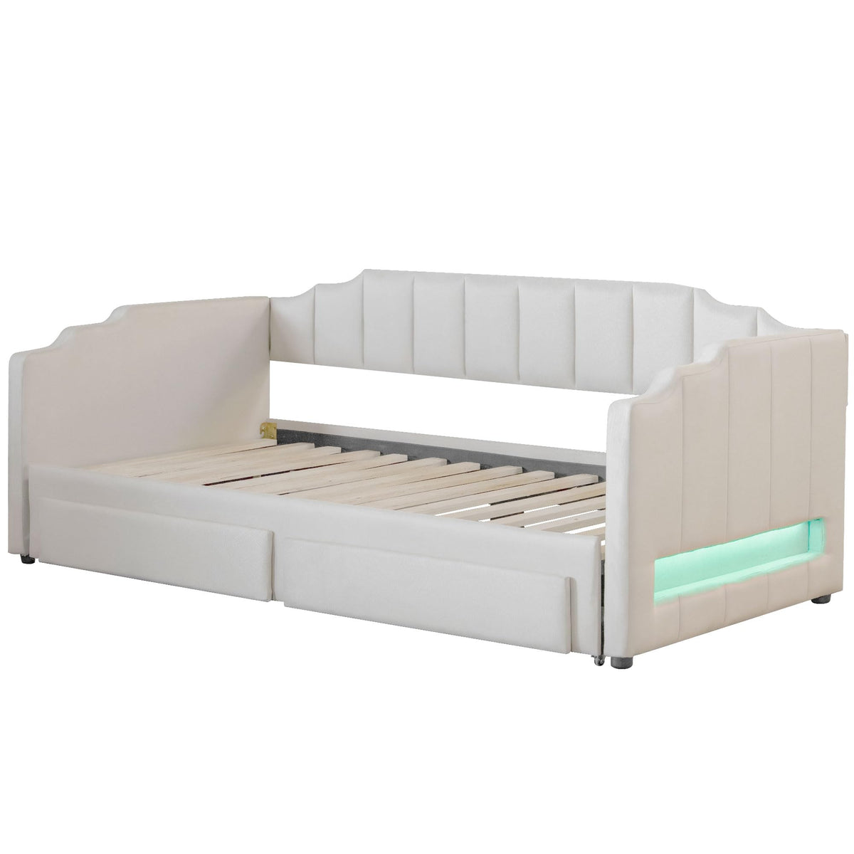 Twin XL Upholstered Daybed with Trundle and 2 Drawers A938086