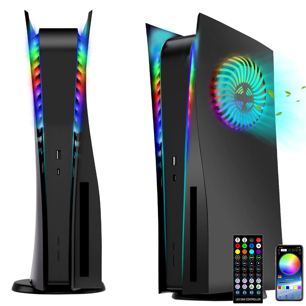 PS5 Faceplates with Cooling Vents LED Lights Black O84727
