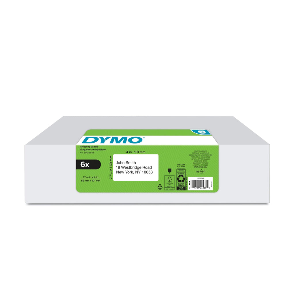 Large Shipping Labels for LabelWriter Printers, 6 Rolls of 300 A385236