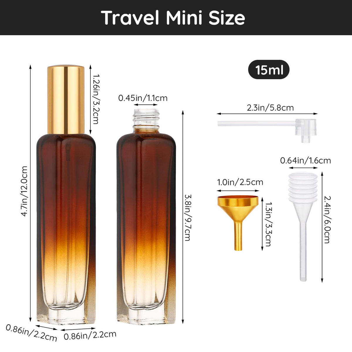 0.5oz 2pcs Empty Glass Perfume Atomizer Spray Bottles X995