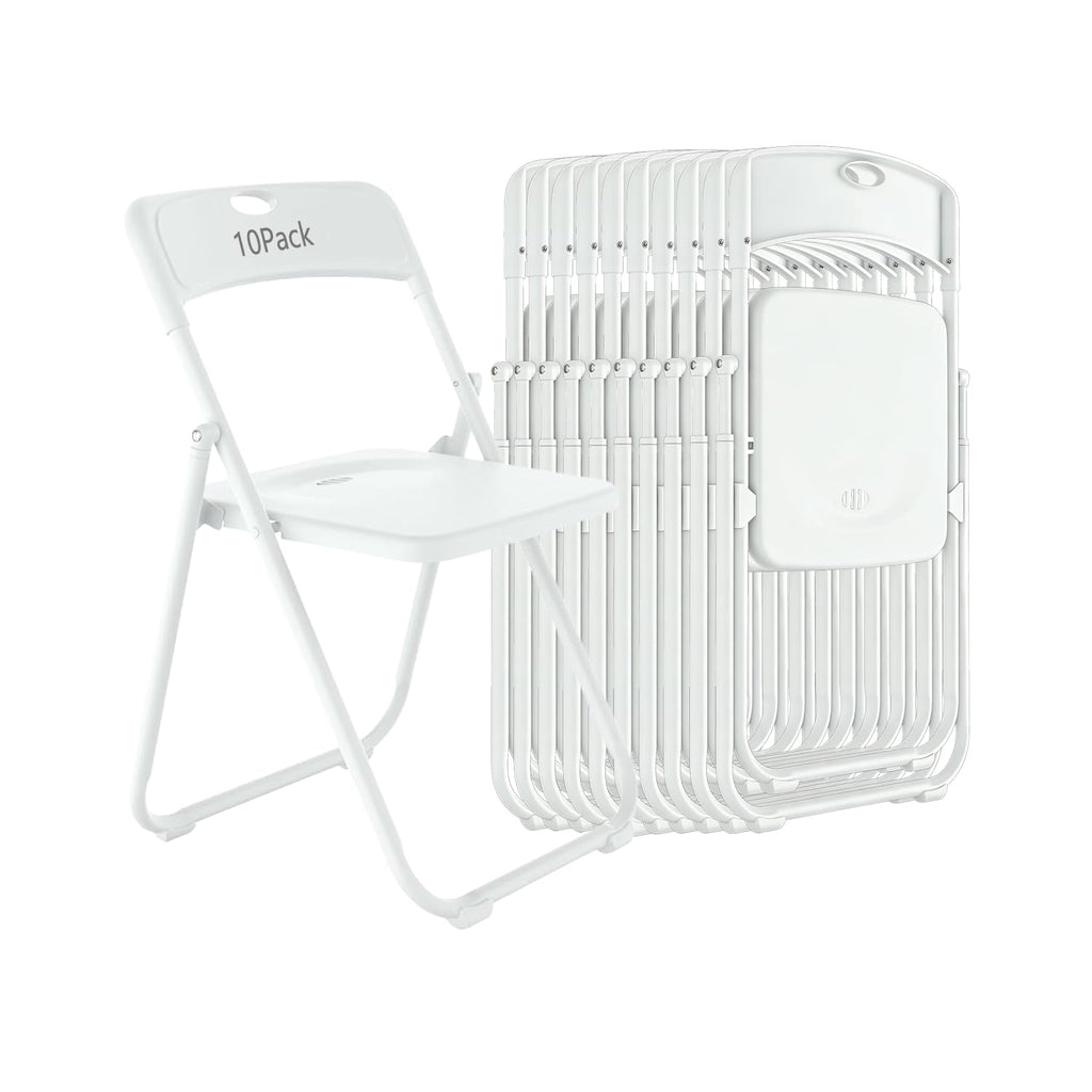 10 Pack White Plastic Folding Chairs T3607