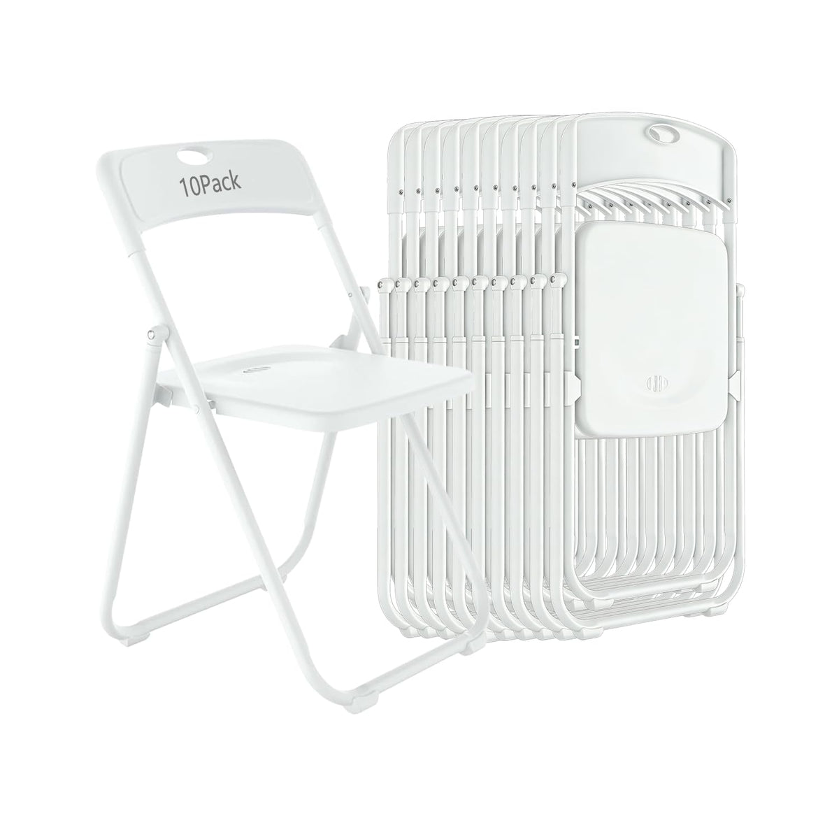 10 Pack White Plastic Folding Chairs T3607