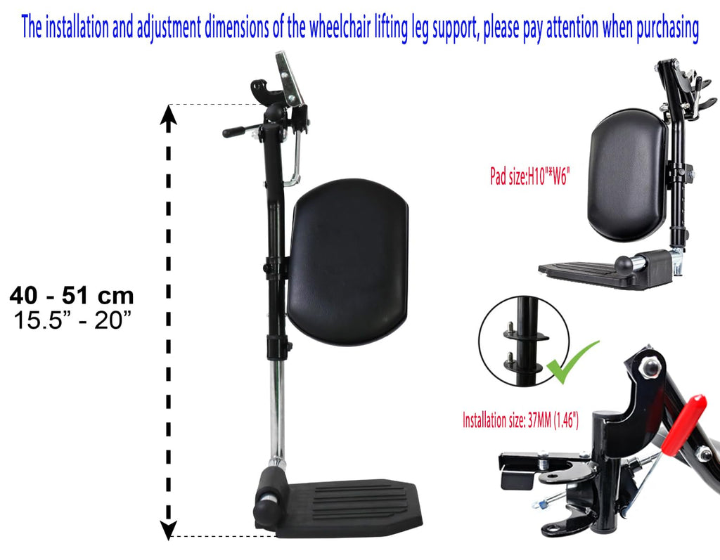 Heavy Duty Wheelchair Elevating Leg Rest with Calf Pad, Black O365896
