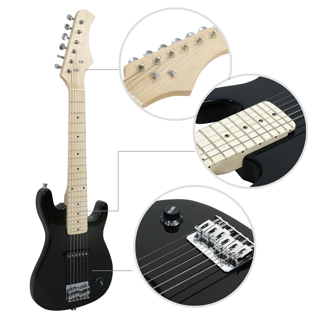 30" Beginner Electric Guitar with 5W Amp and Bag (Black) H70920