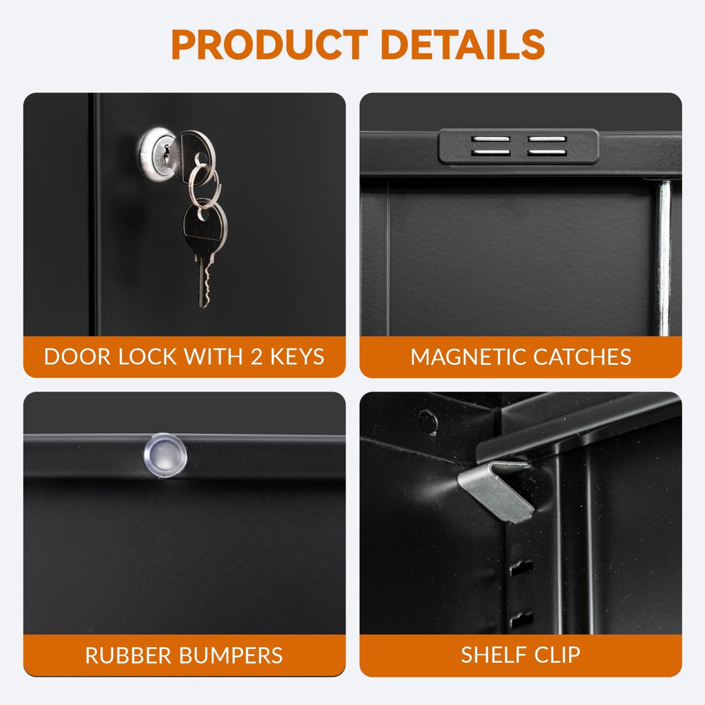Black Metal Storage Cabinet with 2 Drawers F8410