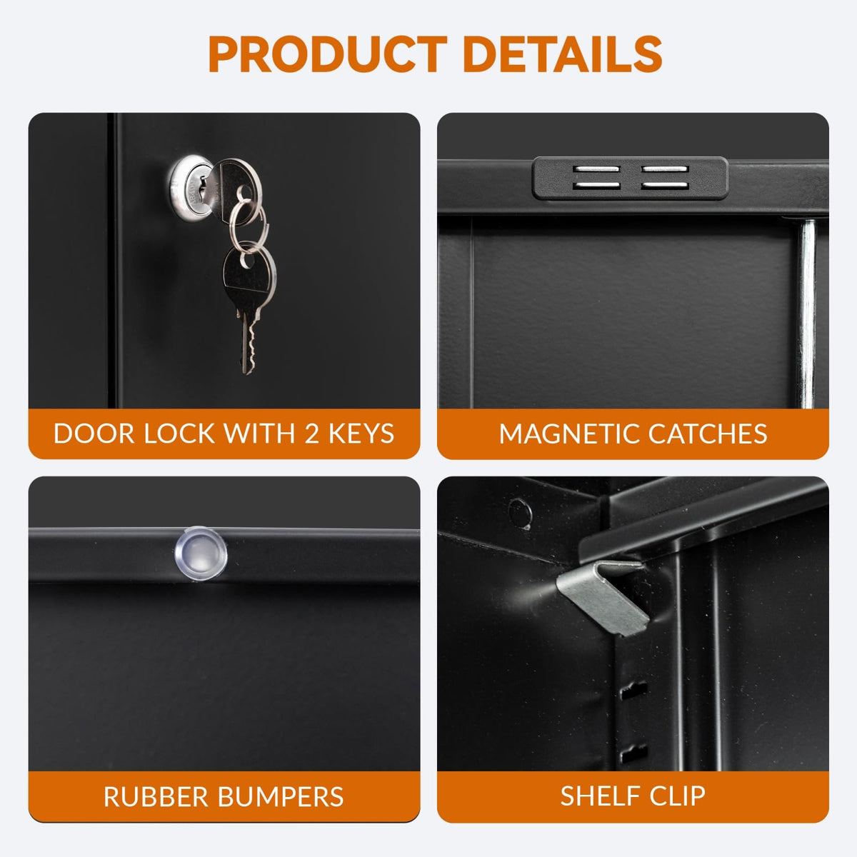 Black Metal Storage Cabinet with 2 Drawers F8410