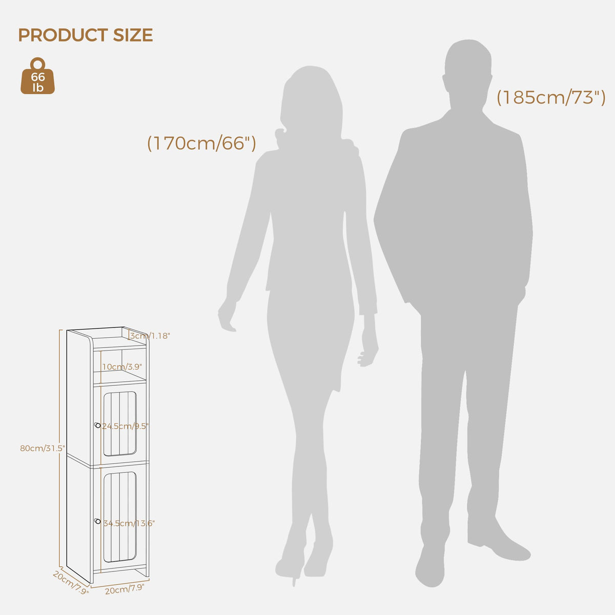 Small 2 Doors Narrow Bathroom Storage Cabinet S5122