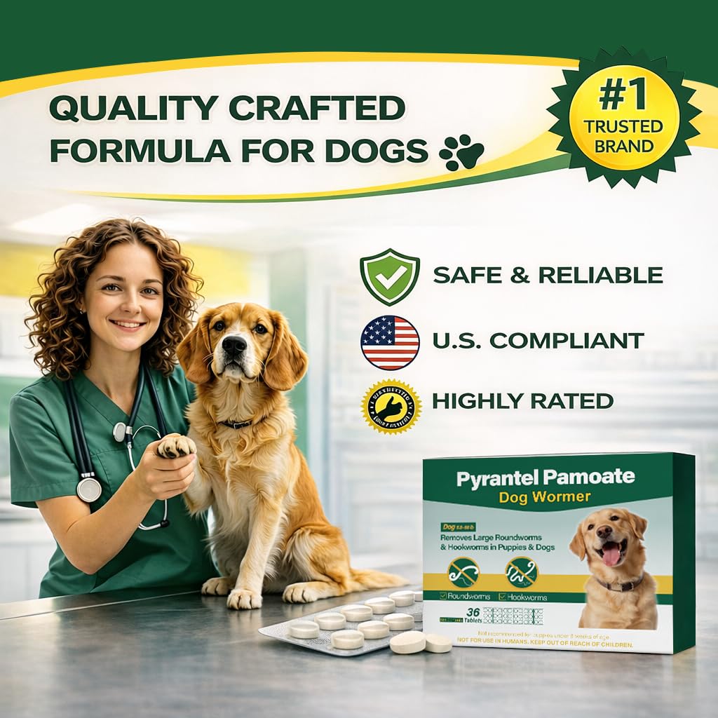 Chewable Pyrantel Pamoate Dog Dewormer 36 Tablets S80318