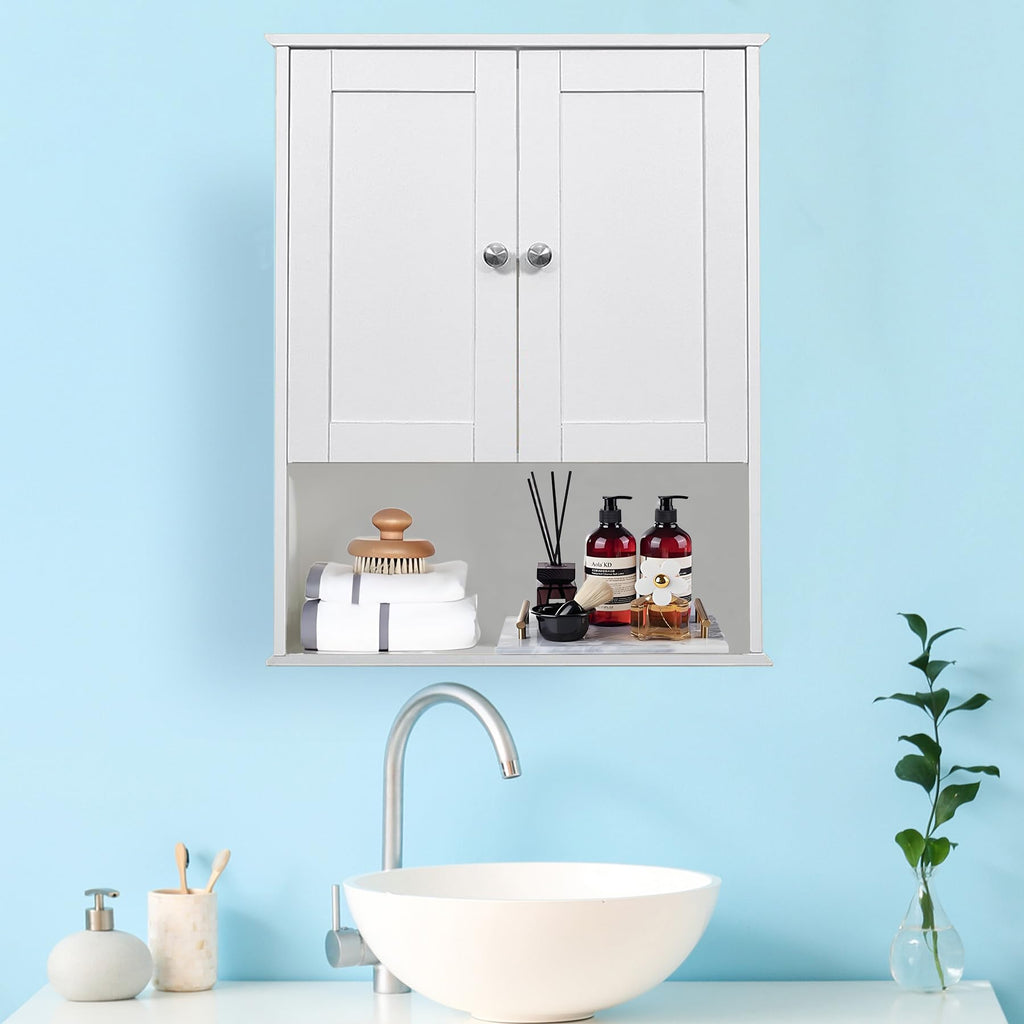 White 20x28 Inch Wall Mounted Bathroom Cabinet with Adjustable Shelf K406088