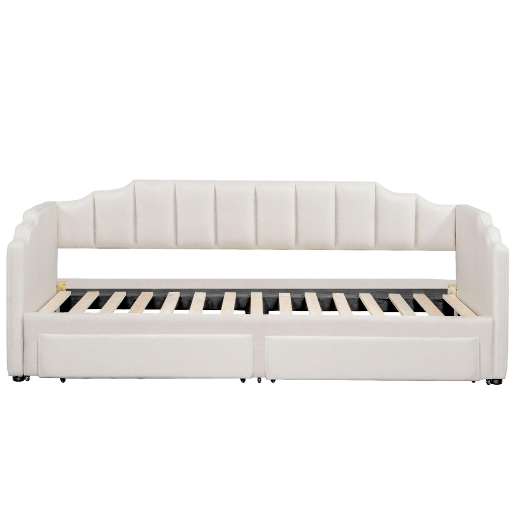 Twin XL Upholstered Daybed with Trundle and 2 Drawers A938086