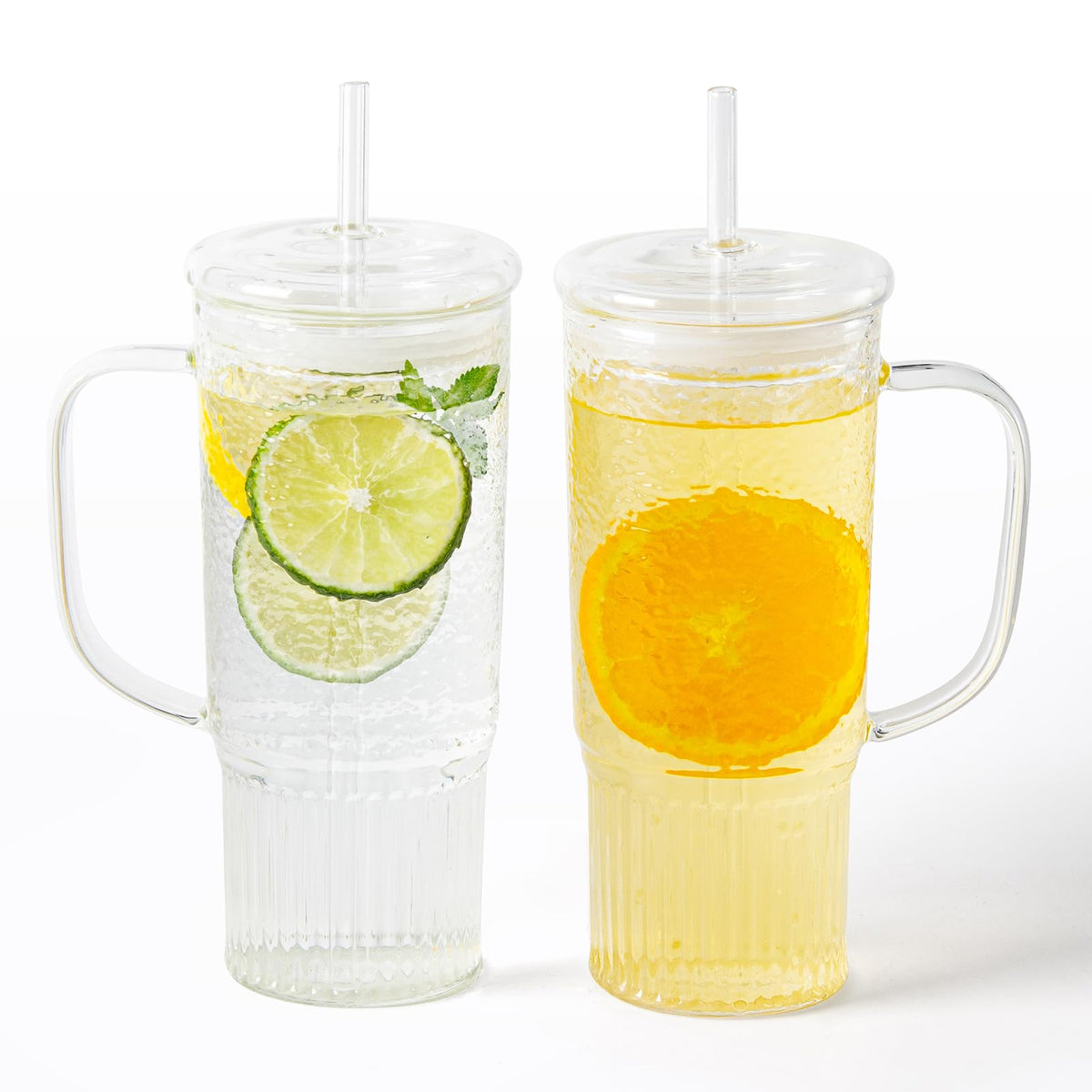 24oz Clear Glass Tumbler with Handle, 2 Pack U95405