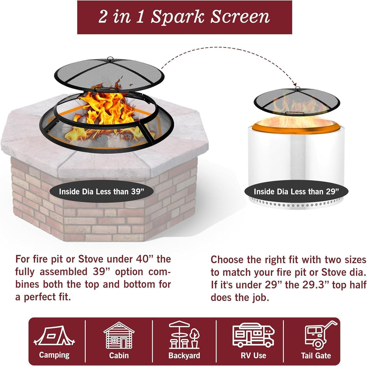 40 Inch Round Heavy Duty Fire Pit Screen Z1994