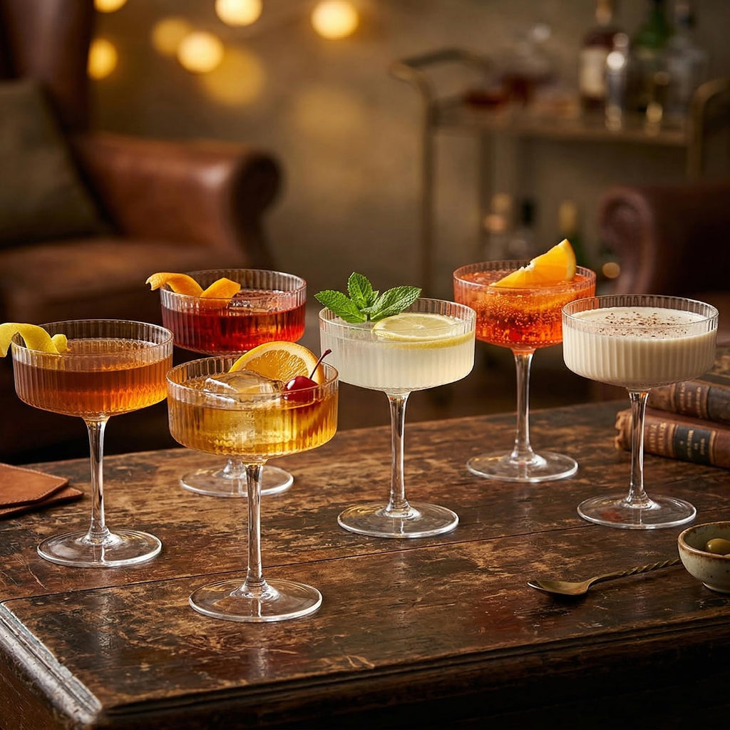 Ribbed Martini Glasses Set of 6 E529