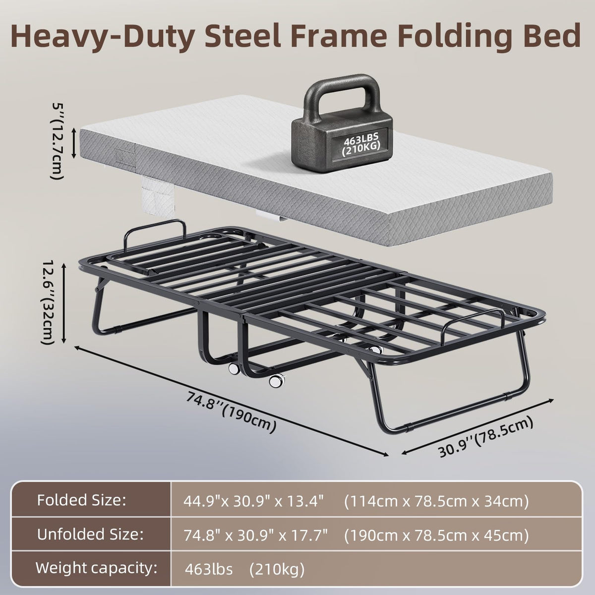 Adjustable Folding Bed with Mattress J38077