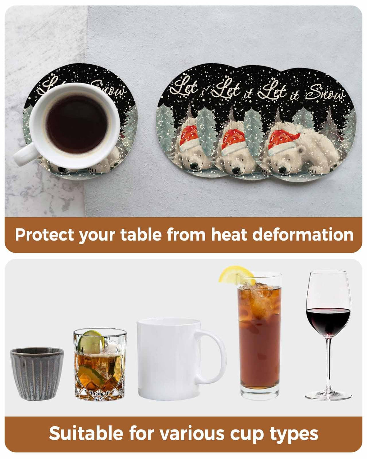 Set of 4 Absorbent Ceramic Stone Coasters with Holder B11635