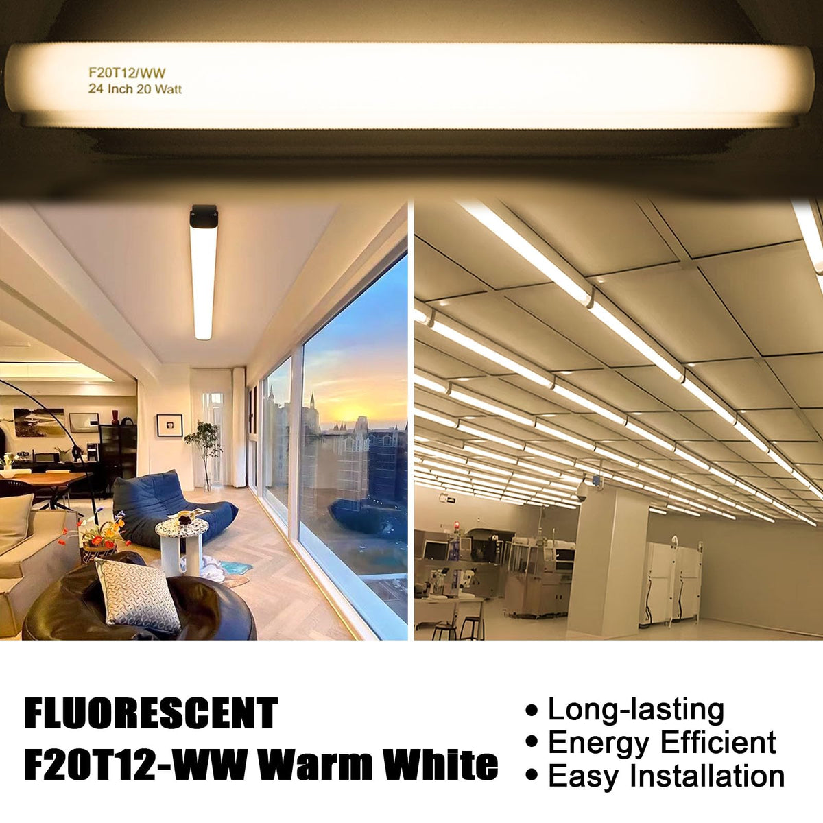 20 Watt Soft Warm White T12 Fluorescent Tube Light Bulb 24 Inch 4 Count G393407