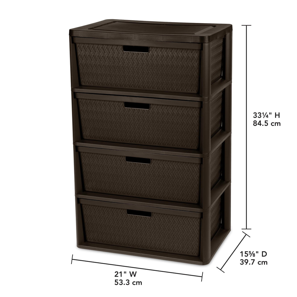 4 Drawer Brown Storage Tower with Removable Drawers B7384