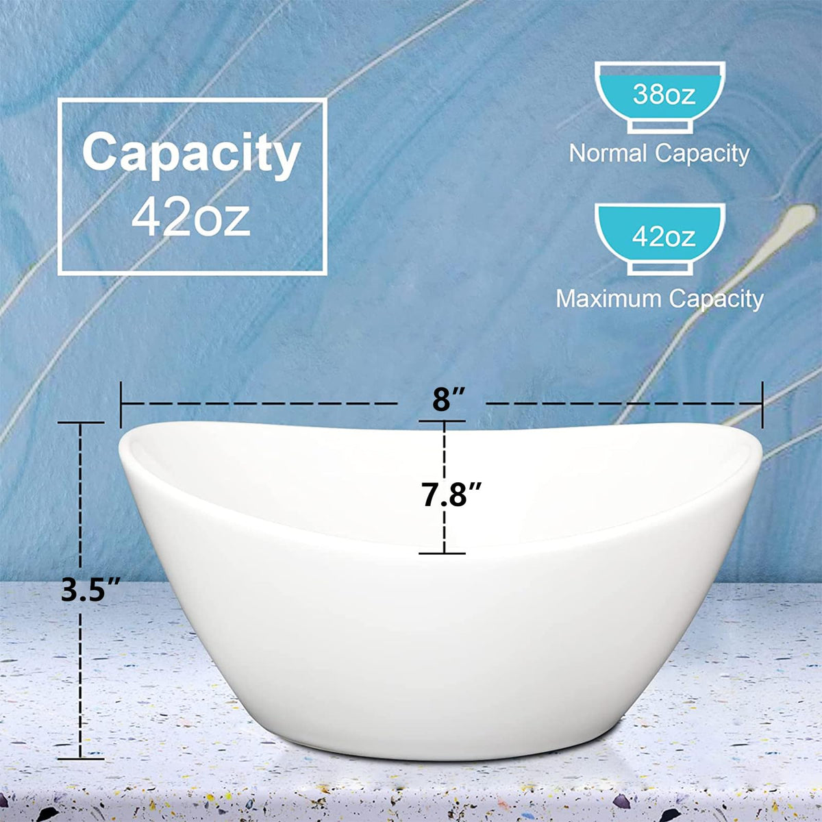 8 in White Ceramic Soup and Salad Bowls Set of 4 S57588