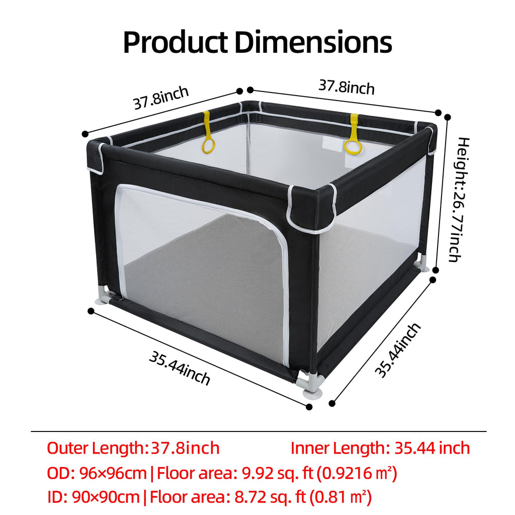 Baby Playpen with Mesh and Anti-Slip Base E60435