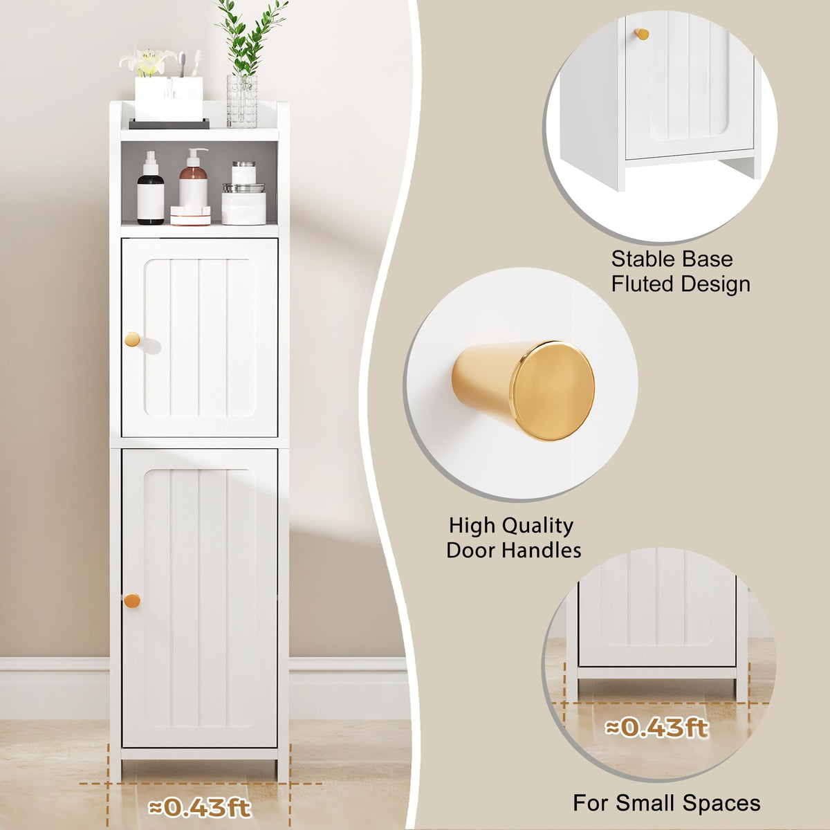 Small 2 Doors Narrow Bathroom Storage Cabinet S5122