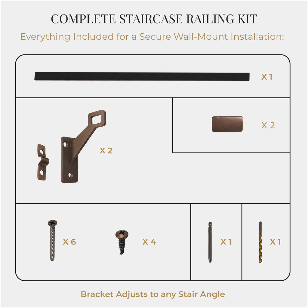 Aluminum Stair Handrail with Stainless Steel Brackets, 6 Feet L6227