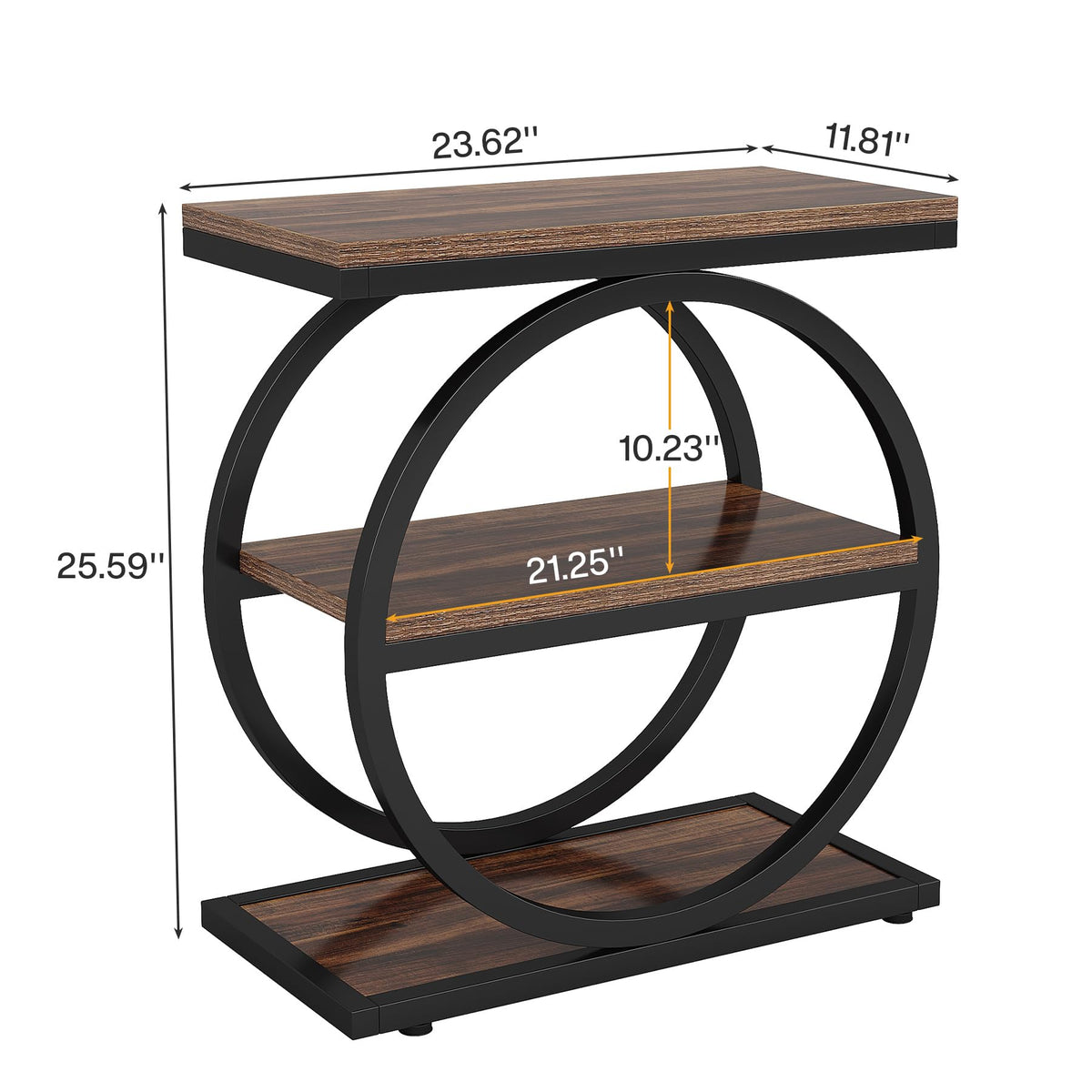 Narrow End Table with 3 Storage Shelves H751