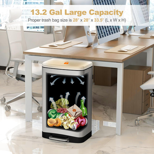 13.2 Gal Stainless Steel Step-on Trash Can Y926