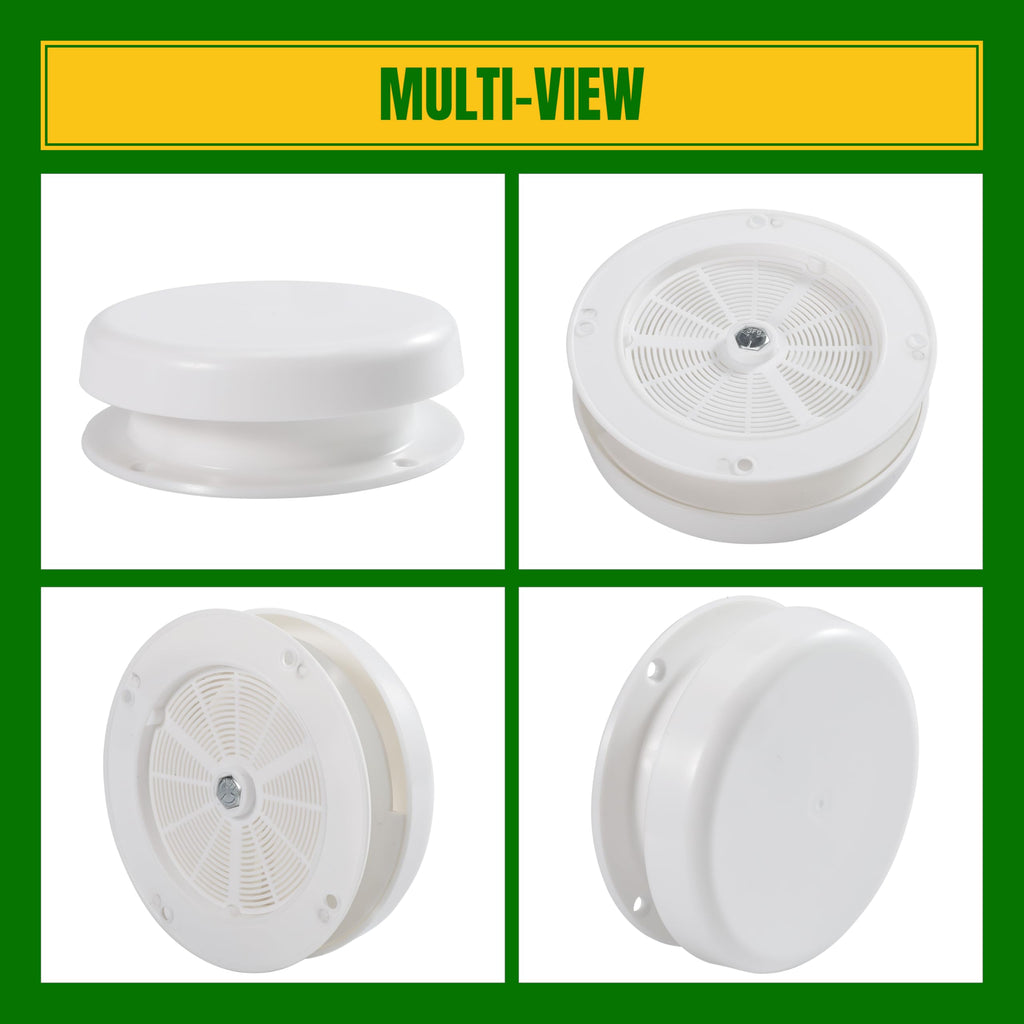 White RV Roof Mushroom Vent with Water Cover Guard Cap M86332