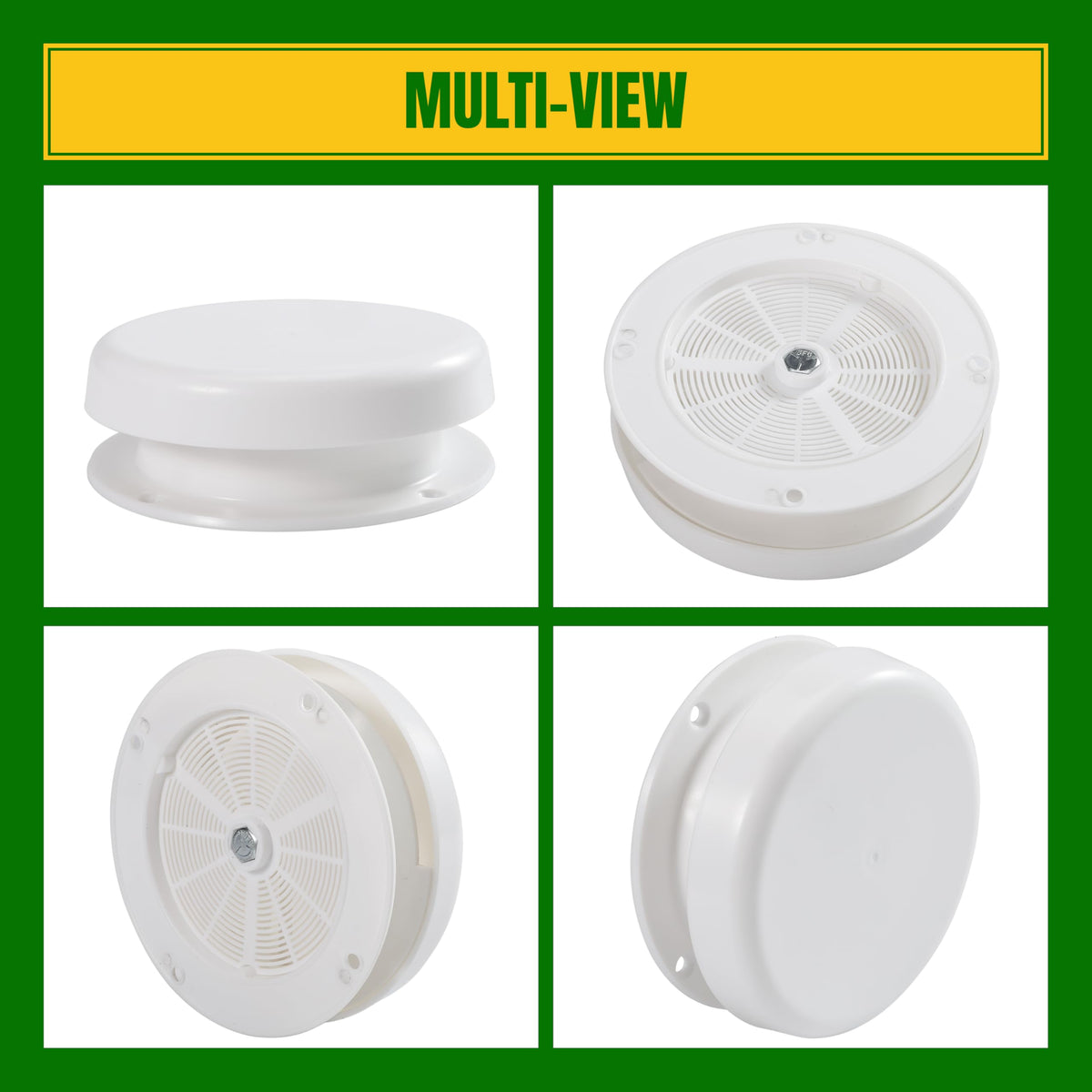 White RV Roof Mushroom Vent with Water Cover Guard Cap M86332