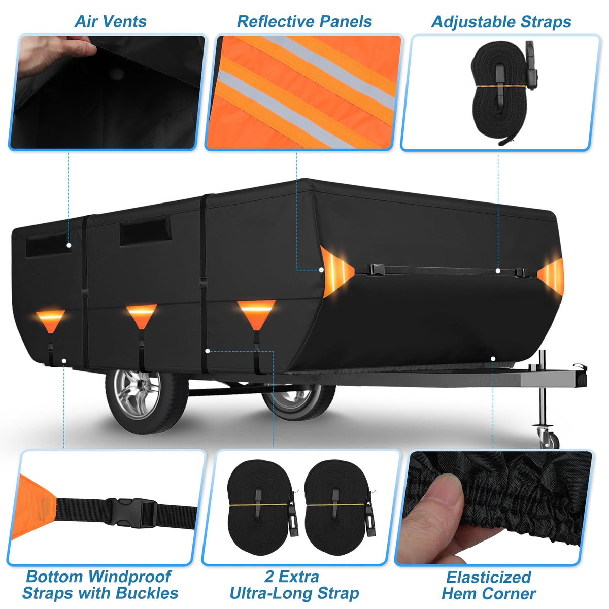 14ft-16ft Heavy Duty Oxford Waterproof Pop-Up Camper Cover F504782