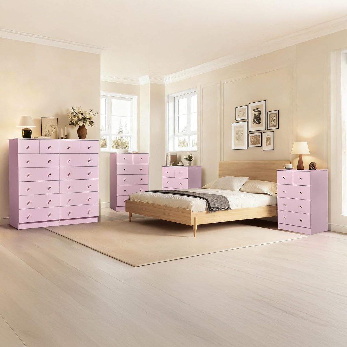 Pink 6 Drawer Dresser V54381