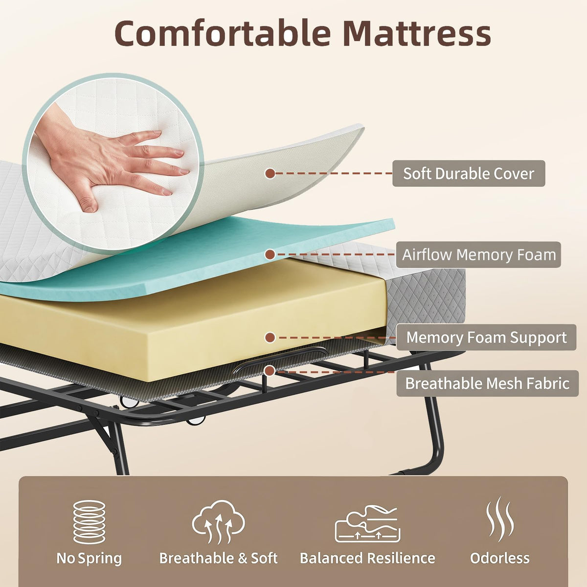 Adjustable Folding Bed with Mattress J38077