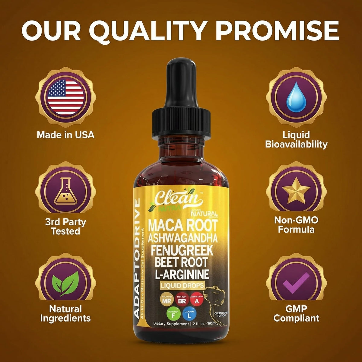 Organic Maca Root Liquid Drops with Ashwagandha and Fenugreek J983