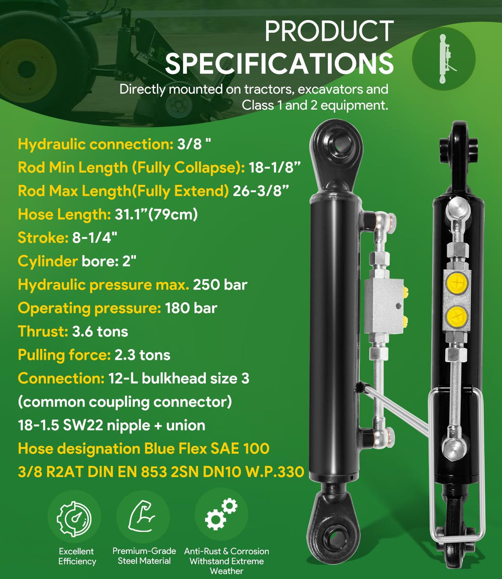 Hydraulic Top Link Cat. 1-1 with Locking Block and 2 Hose N62169
